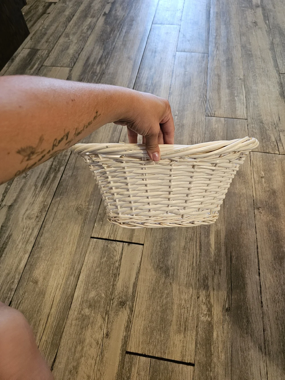 White Wicker Basket - Small Decorative Handheld